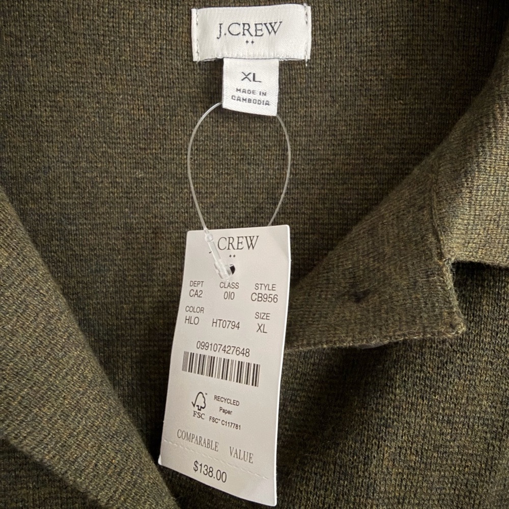 NWT Olive 100% Cotton Polo Cardigan - Picture 4 of 6